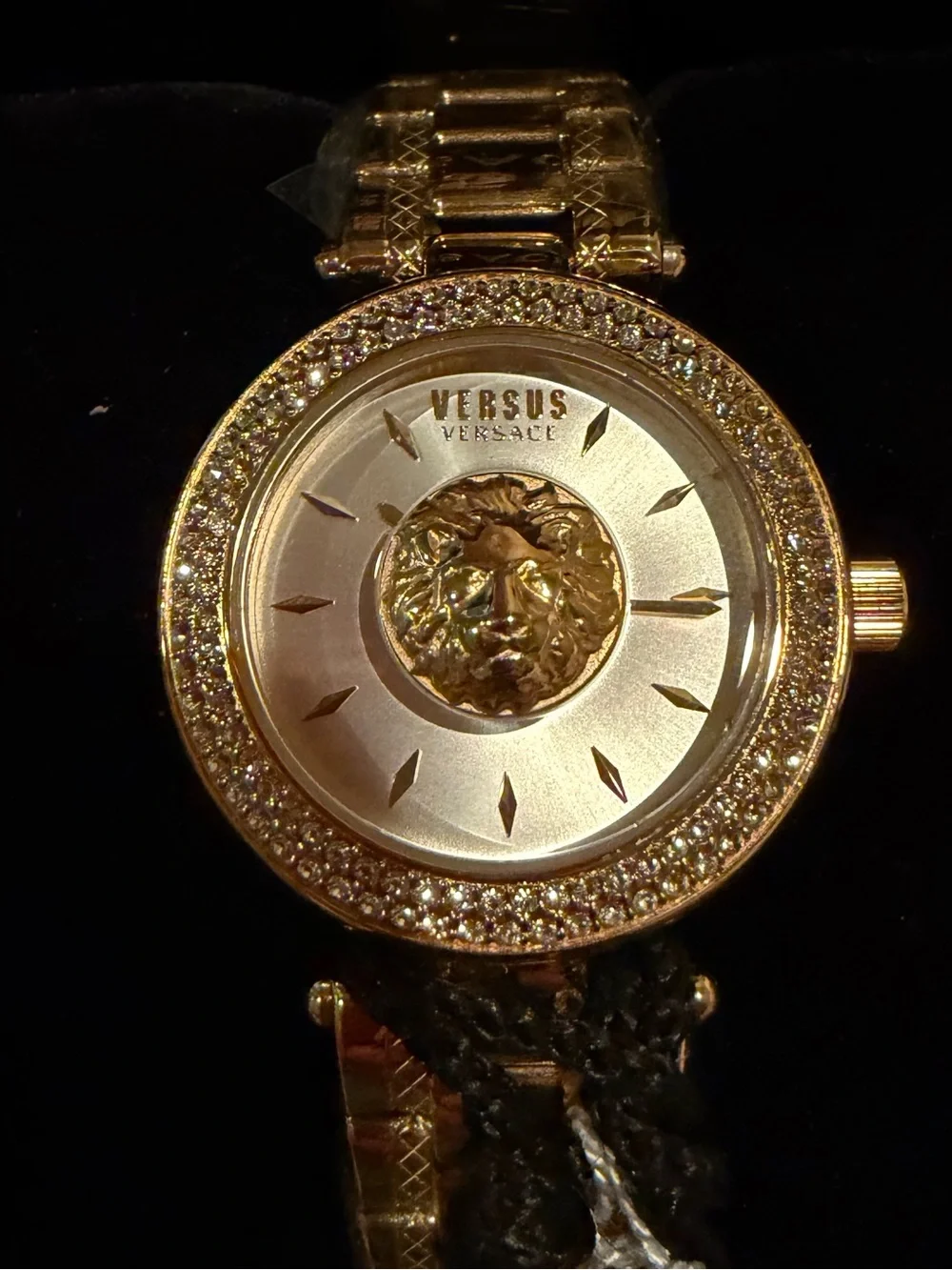 Versus Versace Gold with Sworkosky Crystal Medusa Dial Women's Bracelet Watch